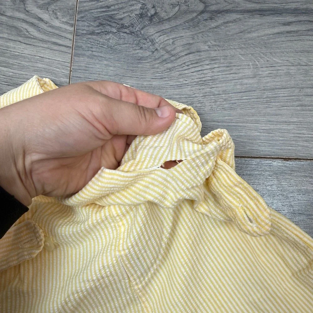 Vintage Wonderalls Seersucker Yellow Stripe Cotton Romper Lion Baby 3–6 Months